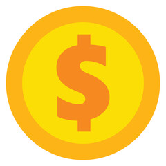 Golden Flat Coin Icon