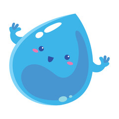 Cute Blue Water Drop Mascot