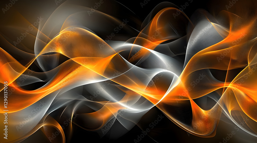 Poster abstract background featuring flowing orange and white waves with smooth gradients and dynamic shape