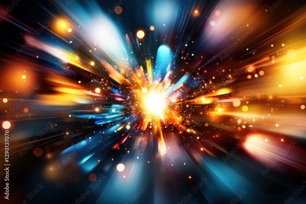 Poster Vibrant light burst explosion of color abstract background with energy and dynamic motion