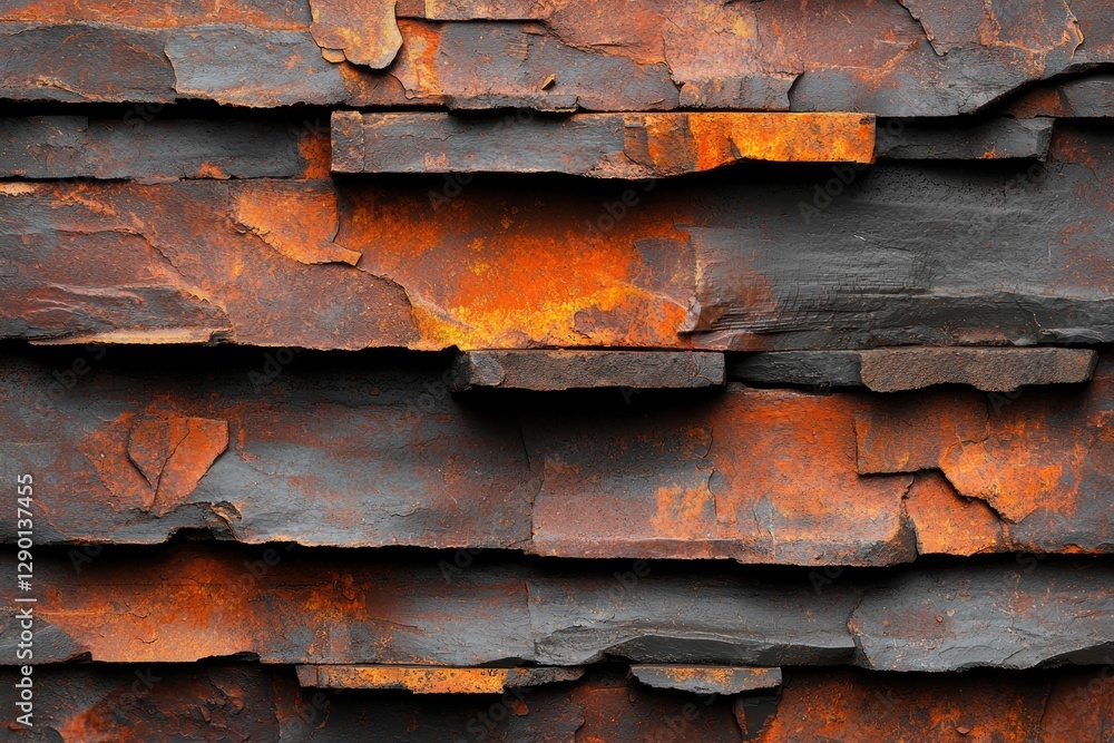 Aufkleber rustic iron texture background with an orange and black colored rough surface for industrial use