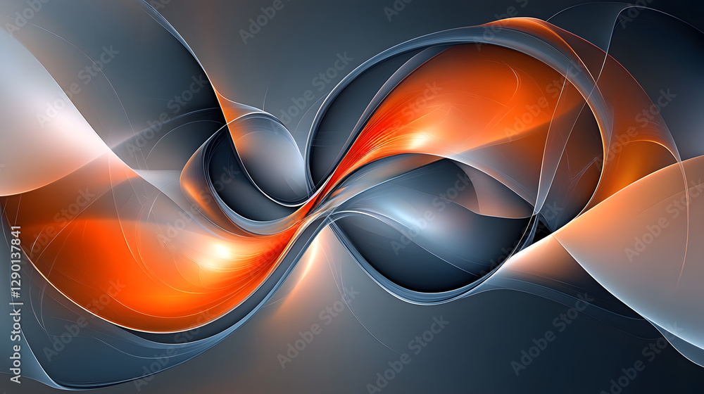 Poster abstract background featuring flowing orange and black curves with smooth gradients and dynamic shap