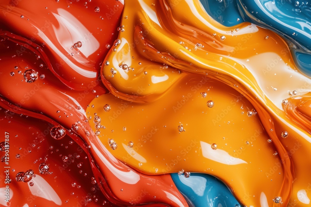 Fototapete artistic splash of vibrant color with glass bubble accent creating a dynamic swirl motion abstract