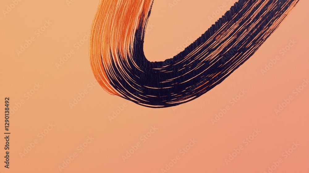 Fototapete Abstract brushstroke art on peach background with dynamic lines and flowing movement creating a modern artistic expression for creative projects