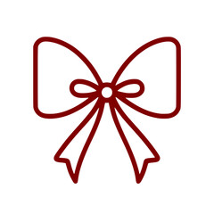 Burgundy Line Art Gift Bow Icon