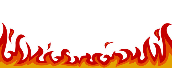 燃える火・炎の白背景ベクターイラスト　横長
