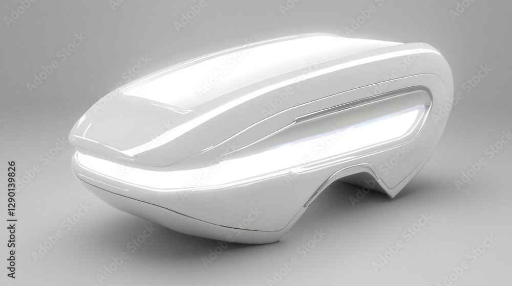 Poster Sleek futuristic white object on a gray background capturing modern design innovation and minimalist aesthetic with smooth curves and reflective surface