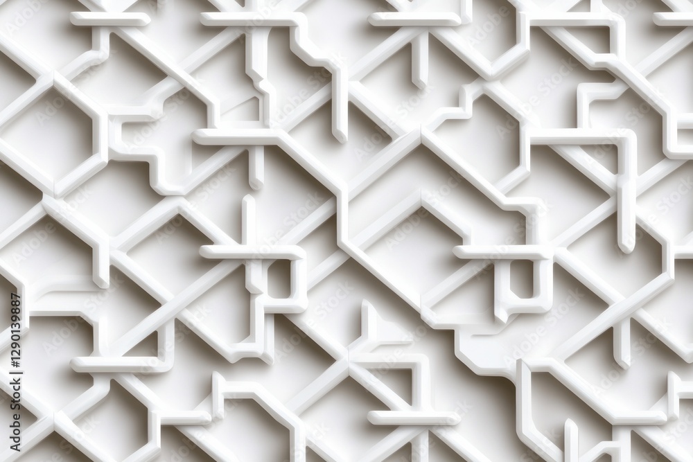 Aufkleber Abstract geometrical interconnected design complex shape structure light shadow intricate pattern