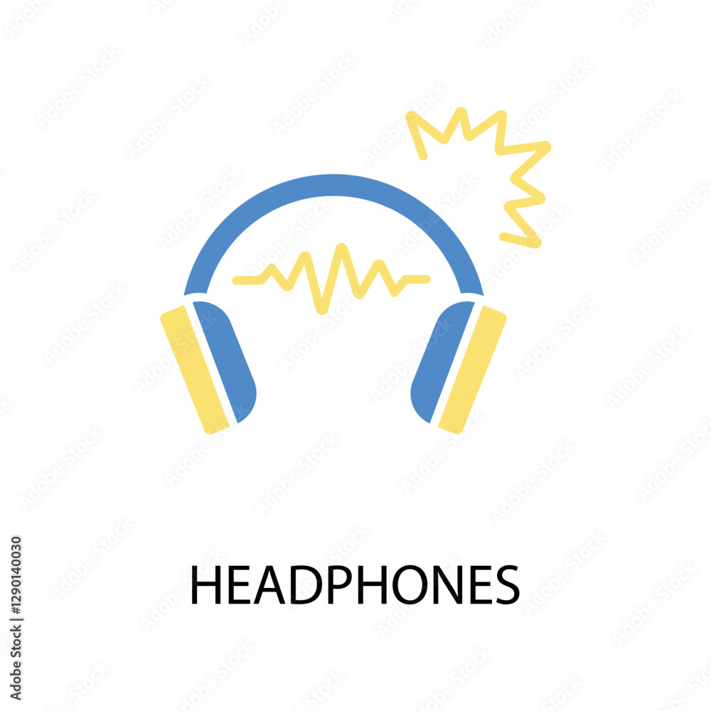 Poster headphones icon. vector.editable stroke.linear style sign for use web design,logo.symbol illustratio