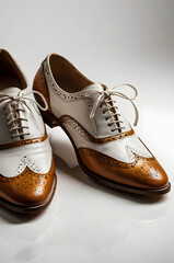 Classic Leather Brogues: Elegant leather brogues, a study in timeless footwear design, displaying meticulous craftsmanship and sophisticated details that speak of enduring style.