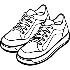 A pair of old sneakers, isolated on white background vector art illustration