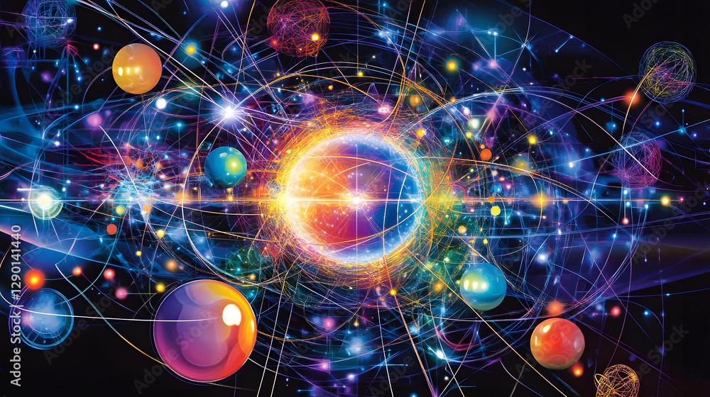 Poster colorful abstract background featuring various geometric shapes and patterns in vibrant hues