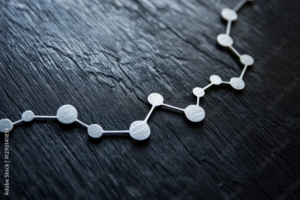 Poster abstract representation of molecular structure on dark background