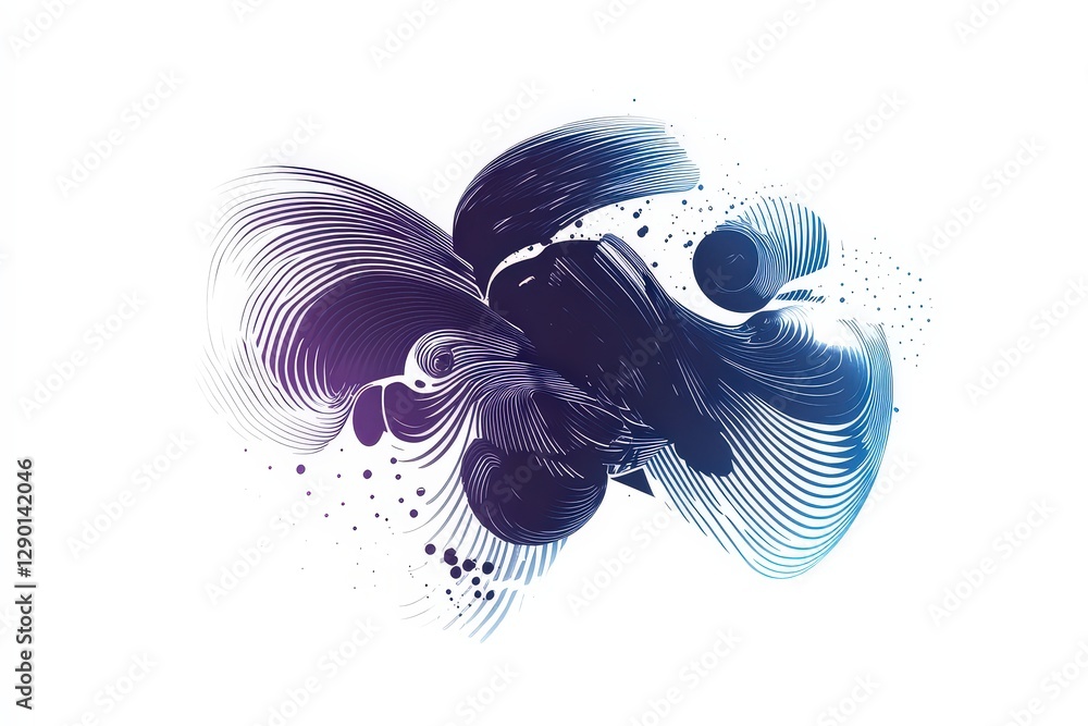 Poster abstract fluid shapes with swirling lines and color gradients