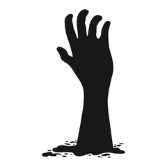 Halloween Zombie Hand Illustration. Isolated on White Background.