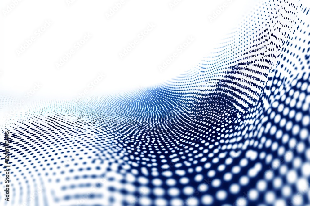 Poster abstract blue wave pattern with dots and gradients on white background