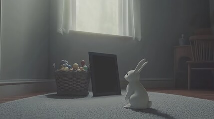 Empty Black Frame Mockup on Wall in Children Room with Grey Theme