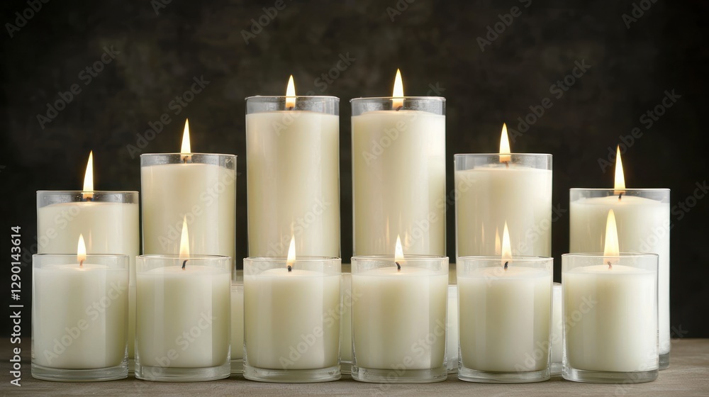 Aufkleber serene candlelight display elegant glass vessels warm glow soft illumination tranquil atmosphere dec
