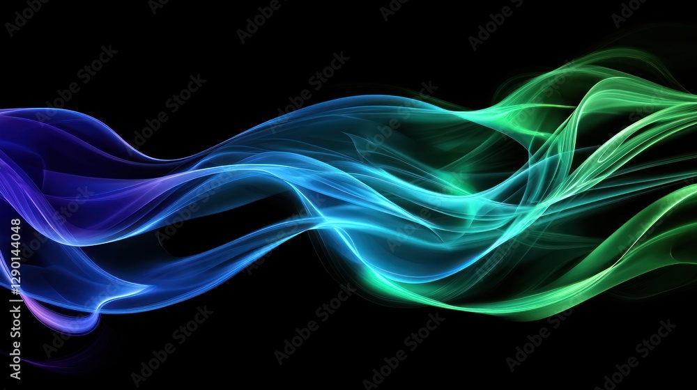 Fototapete abstract gradient waves flow in a dynamic design on black backdrop artistic color transitions bright
