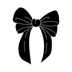 Decorative black bow with trailing ribbons suitable for festive occasions and creative projects
