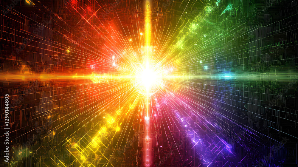 Poster colorful abstract background featuring multiple intersecting lines in various hues and shades