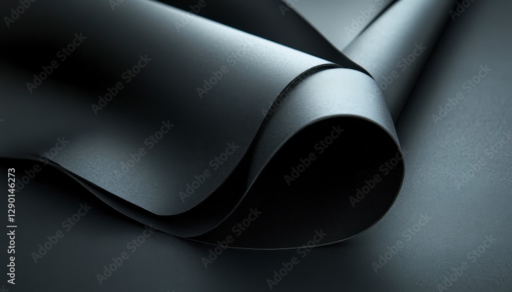 Poster elegant black curved sheet of paper with smooth texture and depth