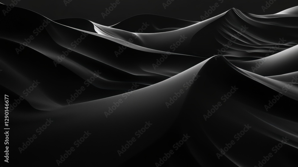 Poster abstract black waves creating texture and depth in dark landscape