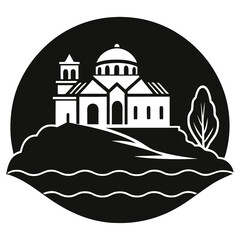  silhouette vector of greek island white house