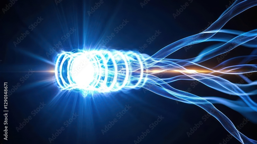 Aufkleber abstract glowing energy core with flowing lines on dark background futuristic technology concept pow