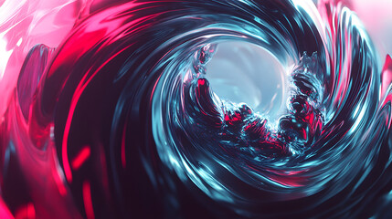 Red and blue swirl design on white background abstract art