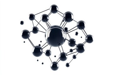 Abstract Black Molecule Structure with Connections and Nodes