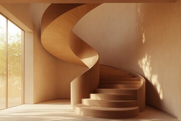 Stunning Spiral Wooden Staircase Design