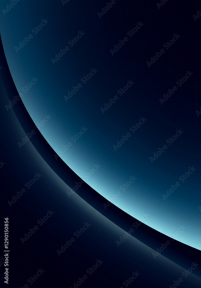 Poster abstract flowing lines, rendered in translucent white, create a dynamic contrast against a deep blue