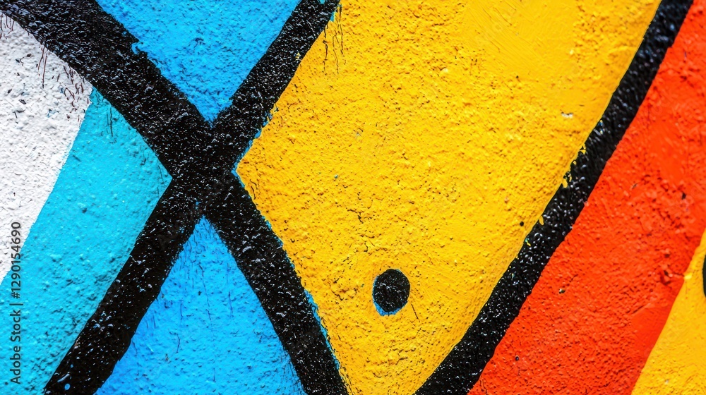 Poster vivid abstract mural with bold geometric shapes and vibrant colors creating a dynamic and artistic t