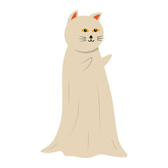 Cute Cat Halloween with Flat Cartoon Design. Vector Illustration.