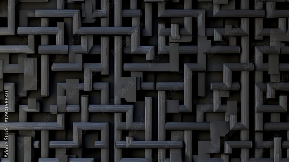 Poster abstract black pattern with intricate geometric shapes and layouts