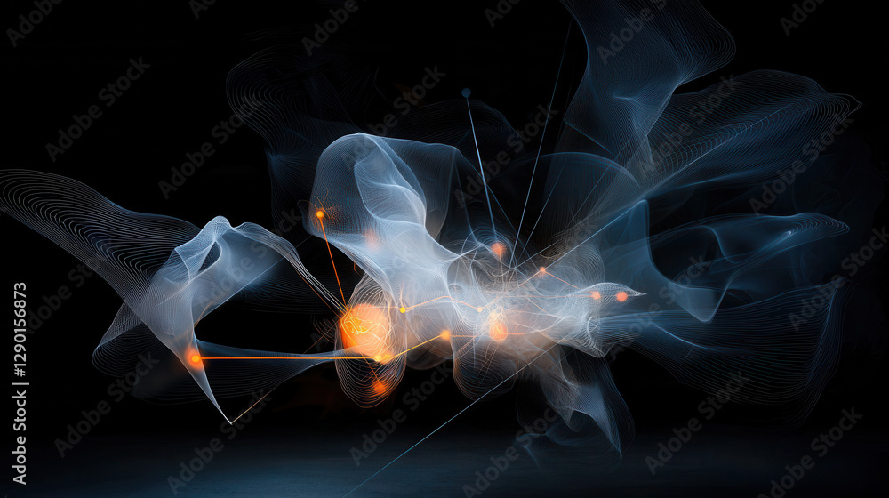 Poster abstract digital representation of innovation with flowing lines and glowing elements, showcasing cr