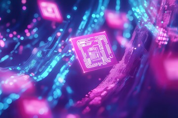 A creative tech background showing floating QR codes representing digital connectivity.