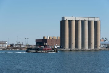 Red Tugboat Underway at the Port of Baltimore Maryland
