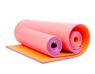 Pink yoga mat isolated on transparent background