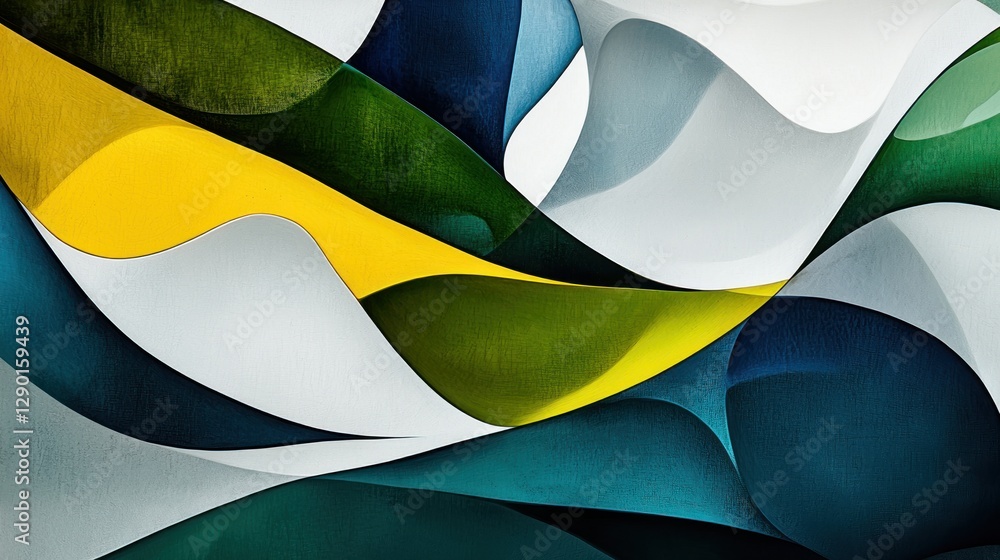 Poster dynamic interplay of fluid shapes colorful waves and organic structures creates a vibrant compositio