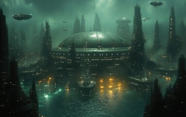 Underwater civilization: hidden worlds, forgotten cities, submerged ruins, ancient relics, lost history, mysterious structures, deep secrets, abandoned life, ocean depths, aquatic exploration.