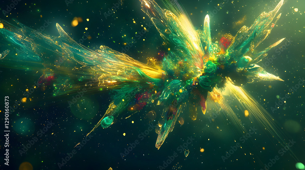 Poster colorful explosion of light and sparks creating a vibrant and dynamic visual display in a dark backg