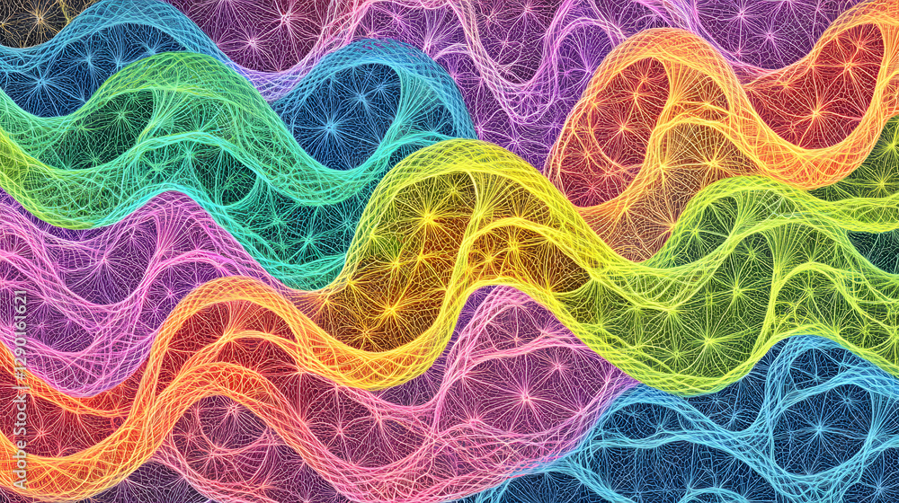 Poster colorful abstract background featuring intersecting lines and dynamic patterns for creative design p