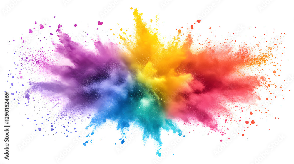 Poster colorful explosion of powder in the air creating a vibrant and dynamic visual effect