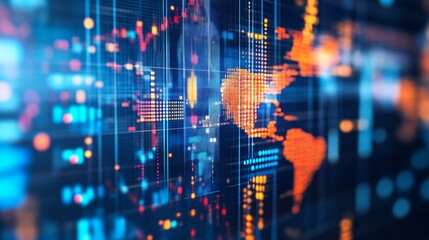 Obraz premium Global Network Data Stream Abstract Visualization of Worldwide Digital Connectivity