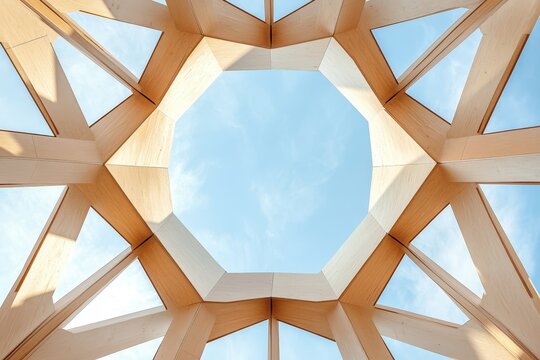 Wooden Architectural Structure with Skylight