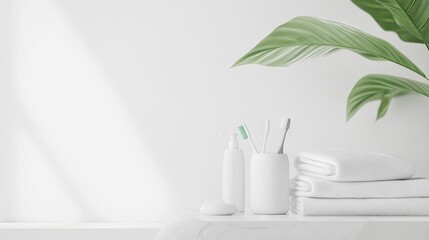 A minimalist bathroom with a toothbrush and essential dental care products.