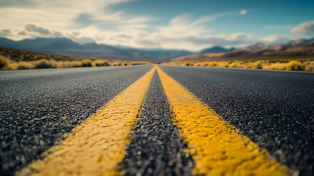 road stretching into the distance, with soft vignetting and a cinematic film tone 