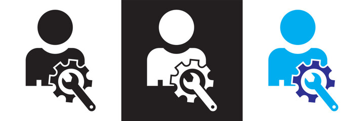 Technical support icon . Icons related to technical, setup,  business. Isolated on white and black background. Vector illustration. EPS 10  